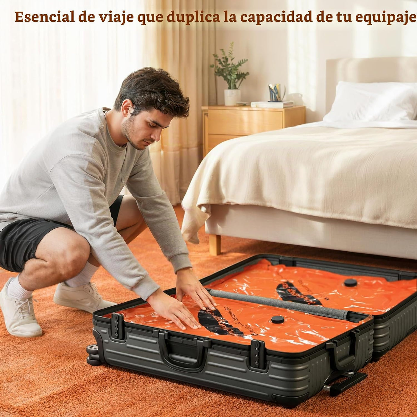 SUOCO Paquete de 16 bolsas de sellado al vacío para ropa de viaje c...
