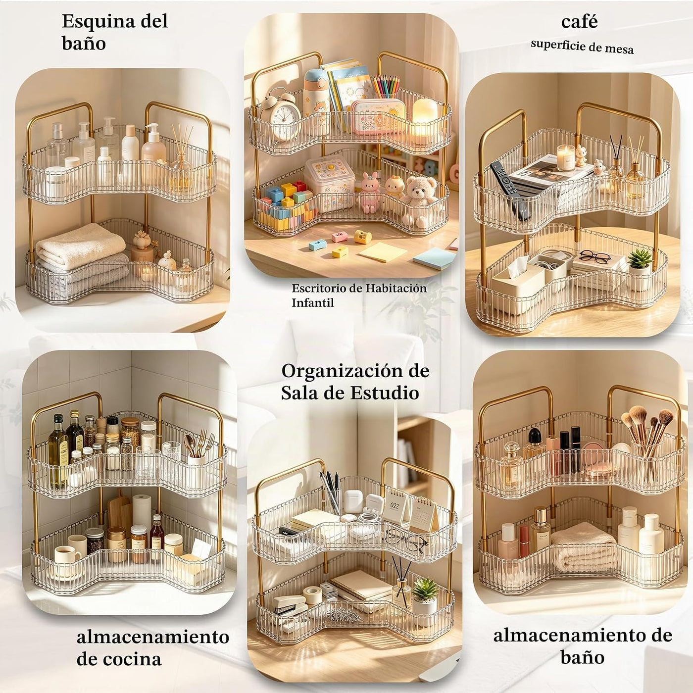 Organizador de baño esquinero de 2 niveles, estante para mostrador...