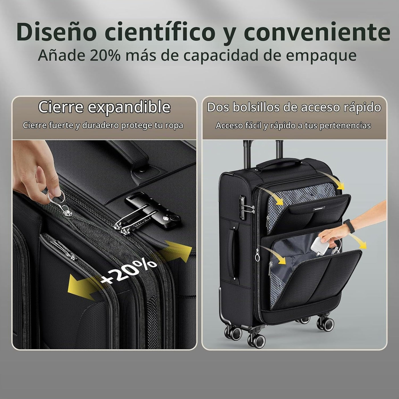 SHOWKOO - Juegos de 3 maletas blandas, expandibles, ligeras y durad...