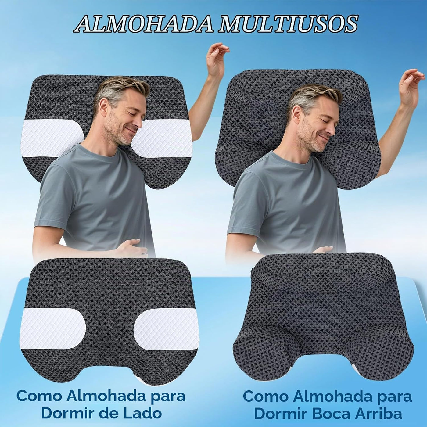 SAHEYER Almohada para dormir de lado con orificios para los brazos,...