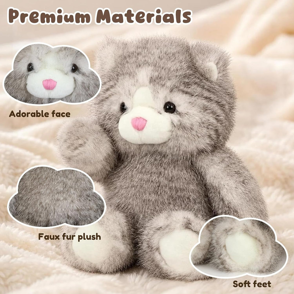 Cudhug Juguete interactivo de peluche de gato suave de 15.7 pulgada...