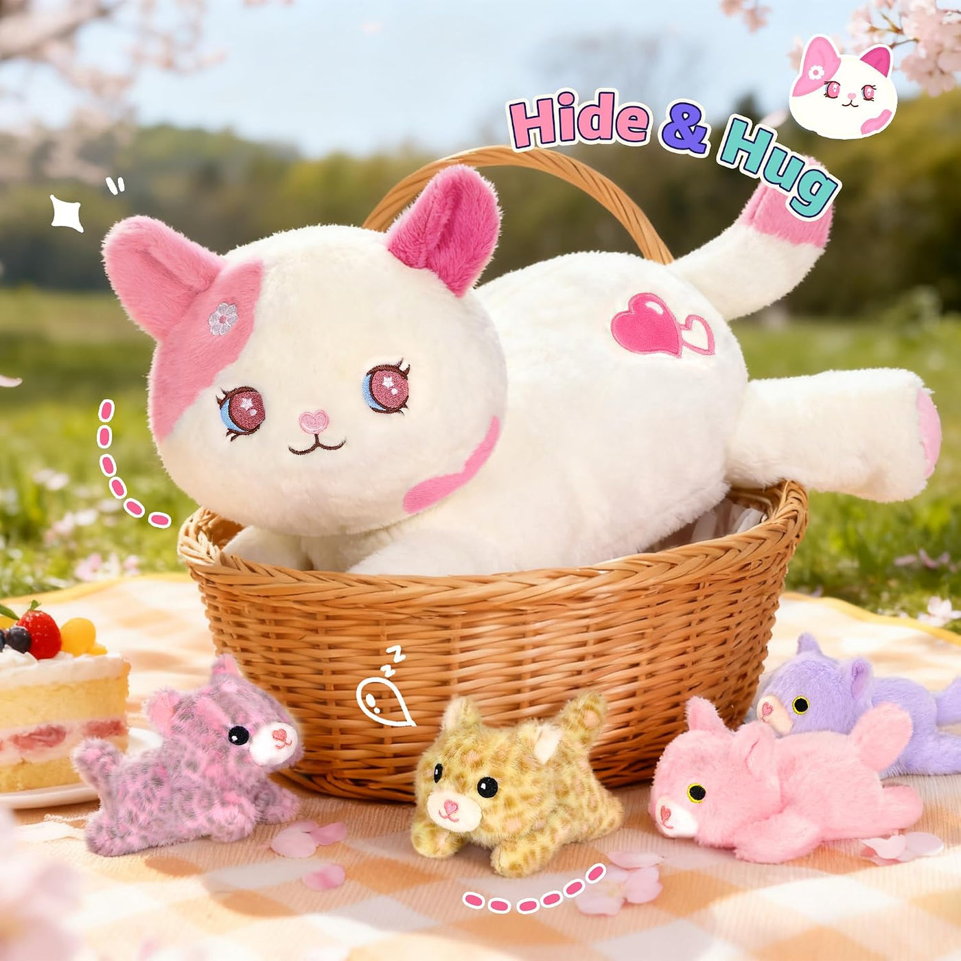 Onsoyours Peluche de gato original de 5 piezas con bebés en el inte...