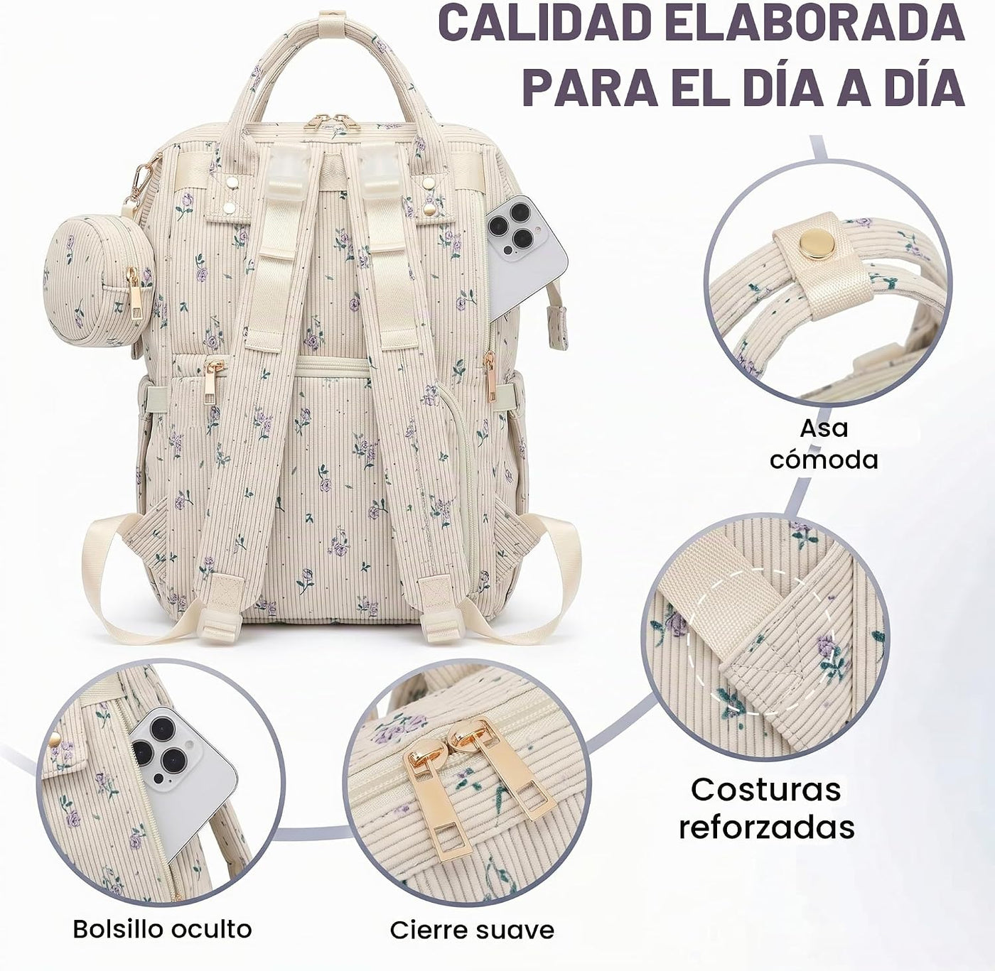 Lrenagao Mochila para pañales de bebé para mamá y papá, bolsa de pa...