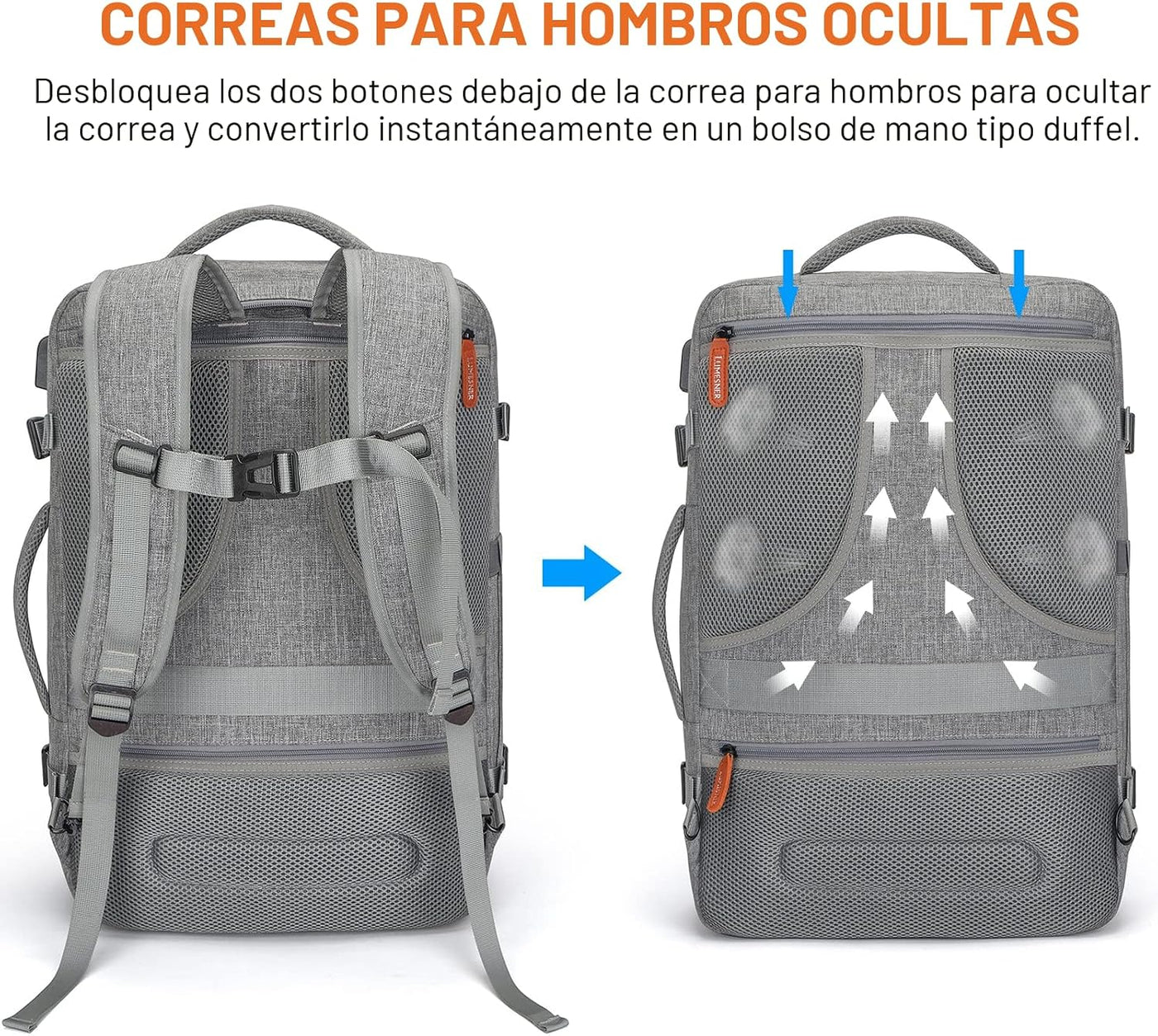 Lumesner Mochila de viaje expandible de 40L con 4 cubos de embalaje...