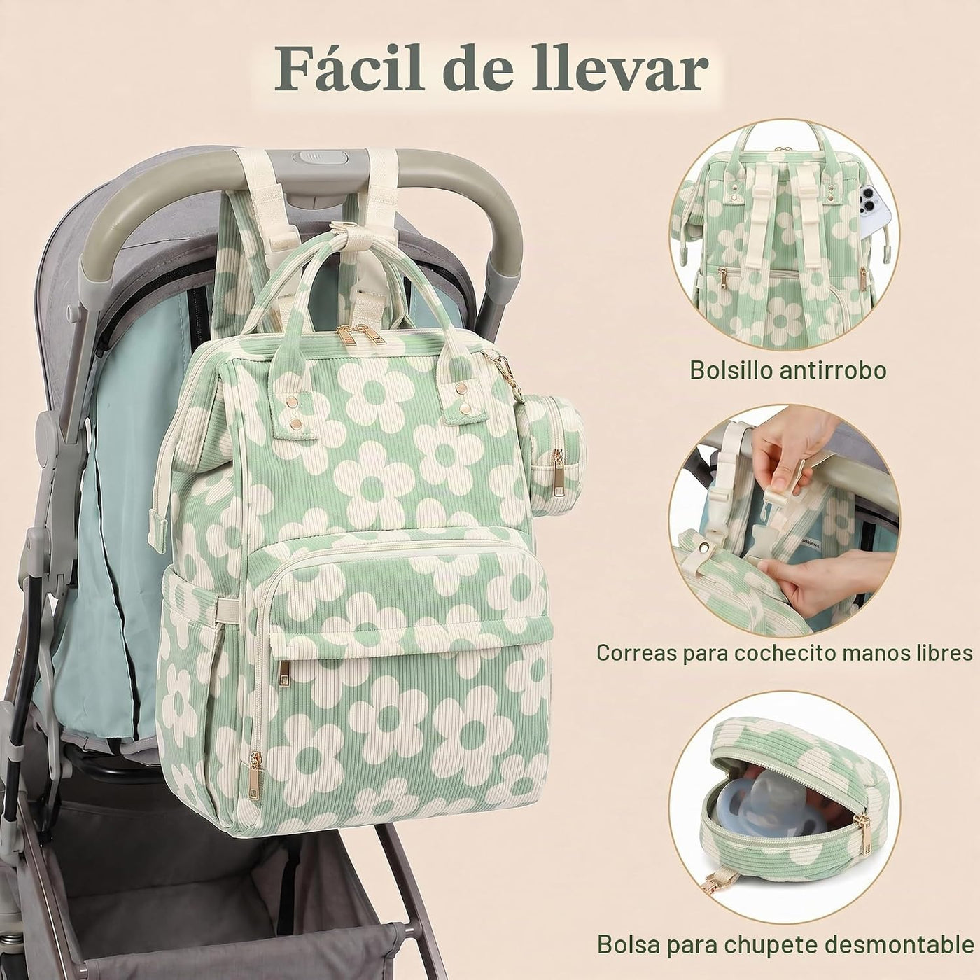 Lrenagao Mochila para pañales de bebé para mamá y papá, bolsa de pa...