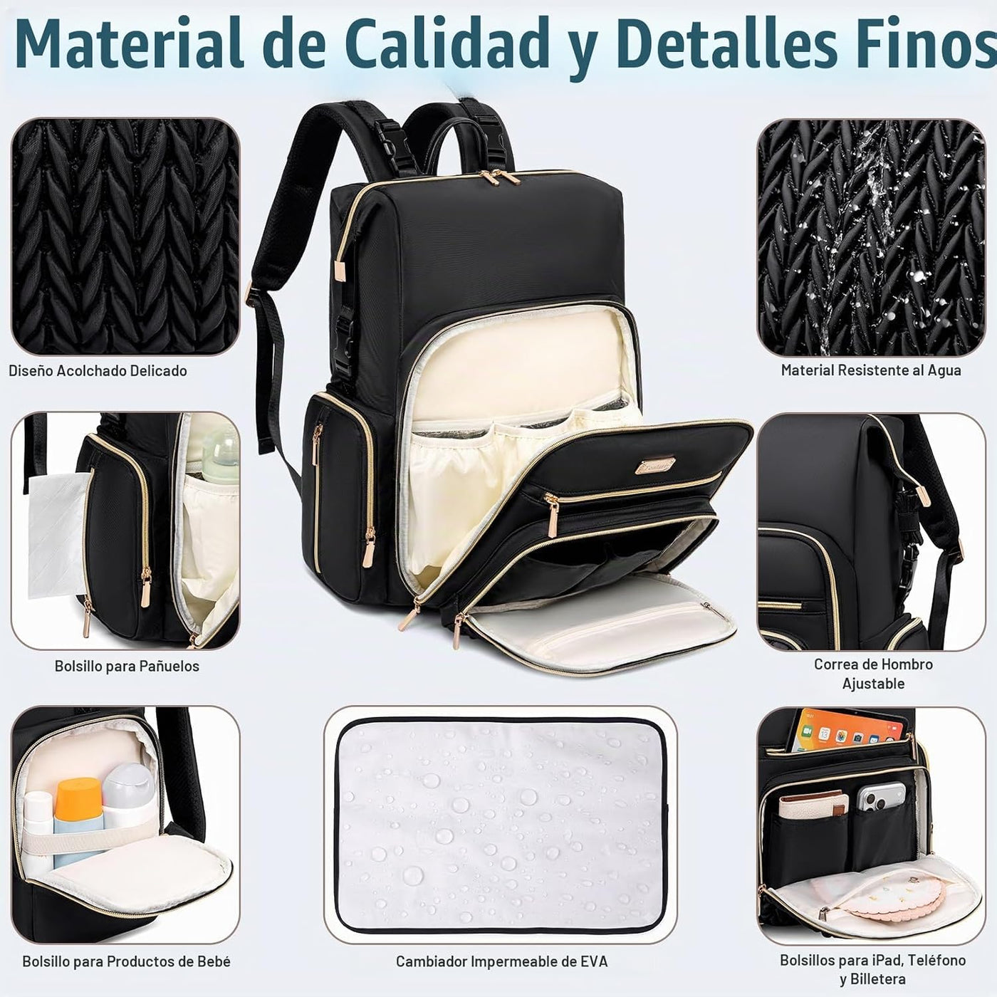 Tealari Mochila de pañales convertible 4 en 1, bolsa de pañales gra...