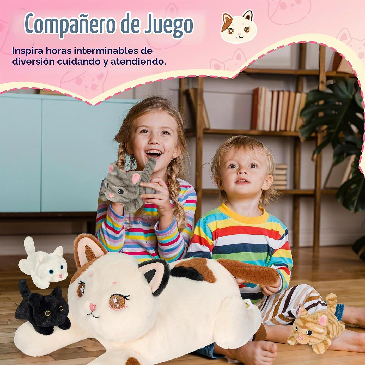 Onsoyours Original 5 piezas de animales de peluche de gato con bebé...