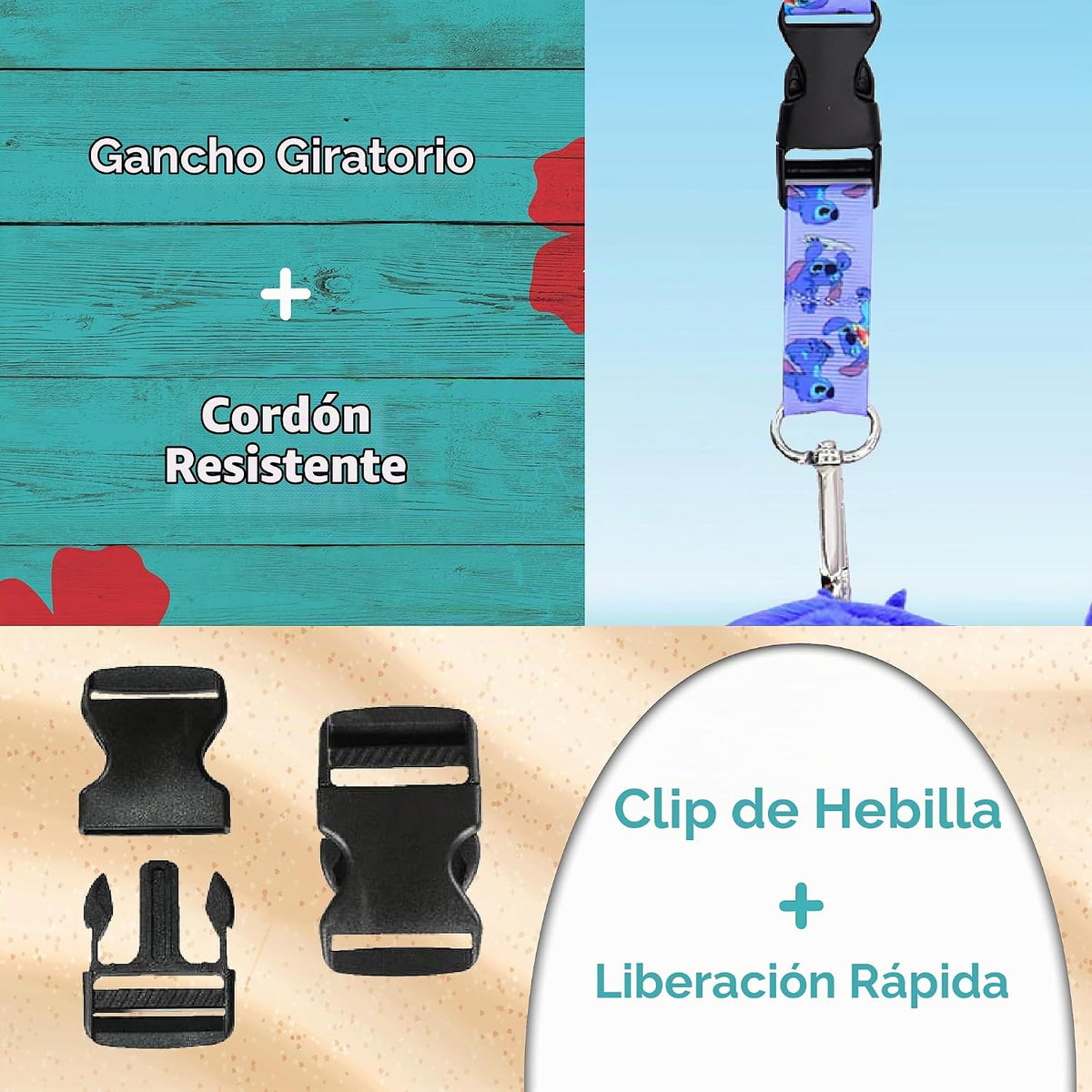 Disney Cordón de felpa de puntada, tarjetero de identificación y ta...