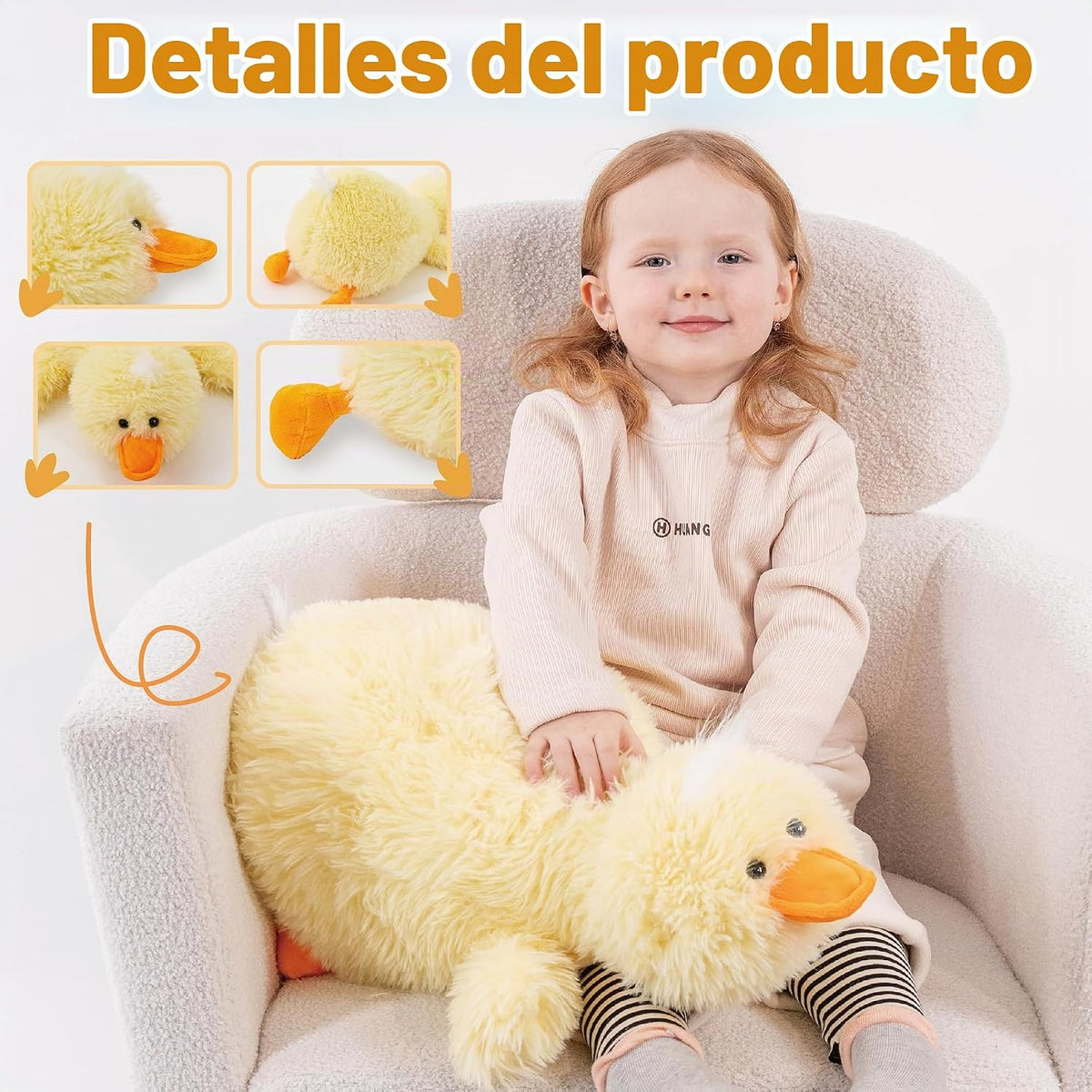 Jrystar Animales de peluche de pato amarillo de 24", juguetes d...