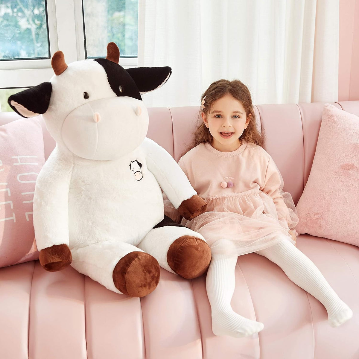 IKASA Peluche de vaca gigante de 30 pulgadas, súper suave, sin crem...