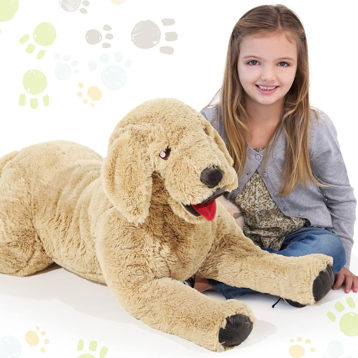 Geosar Animales de peluche de perro de 39.4 pulgadas, suaves juguet...