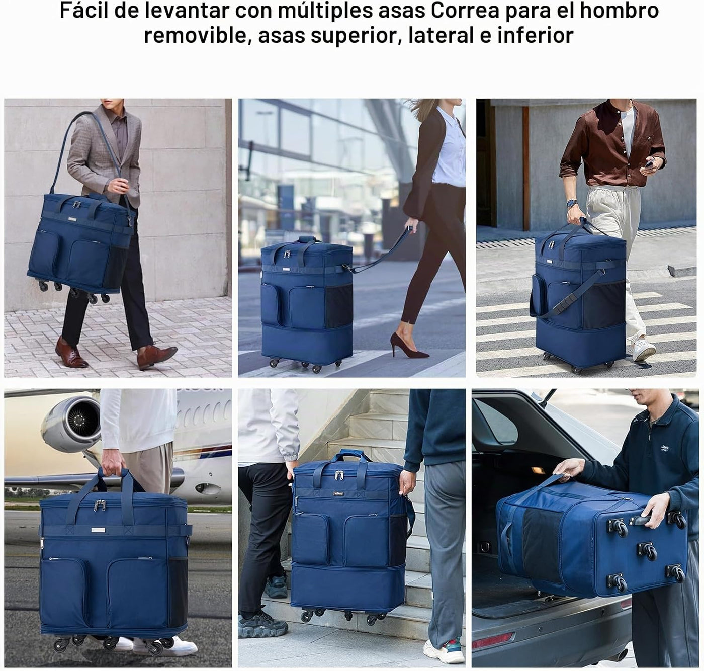 Maletas Hanke con ruedas, bolsa de equipaje plegable y expandible,...