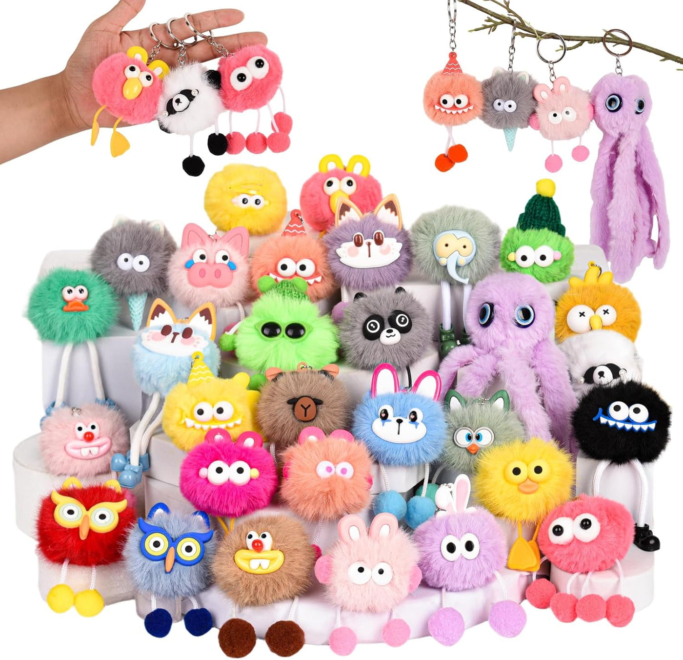 LiYiQ 30 piezas de lindos llaveros de peluche kawaii a granel para...