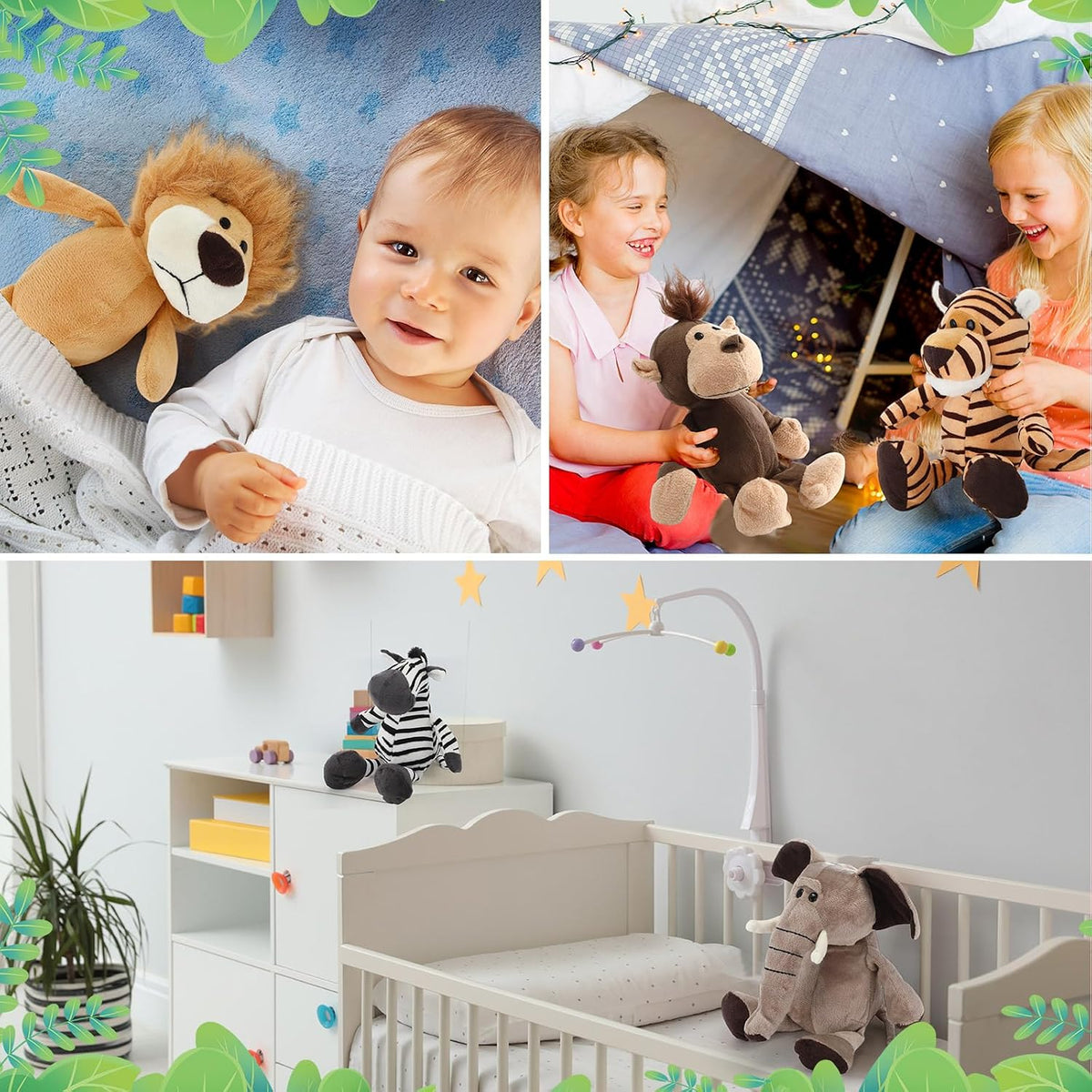 HyDren - Juego de 12 animales de peluche de safari de la selva, 8 p...