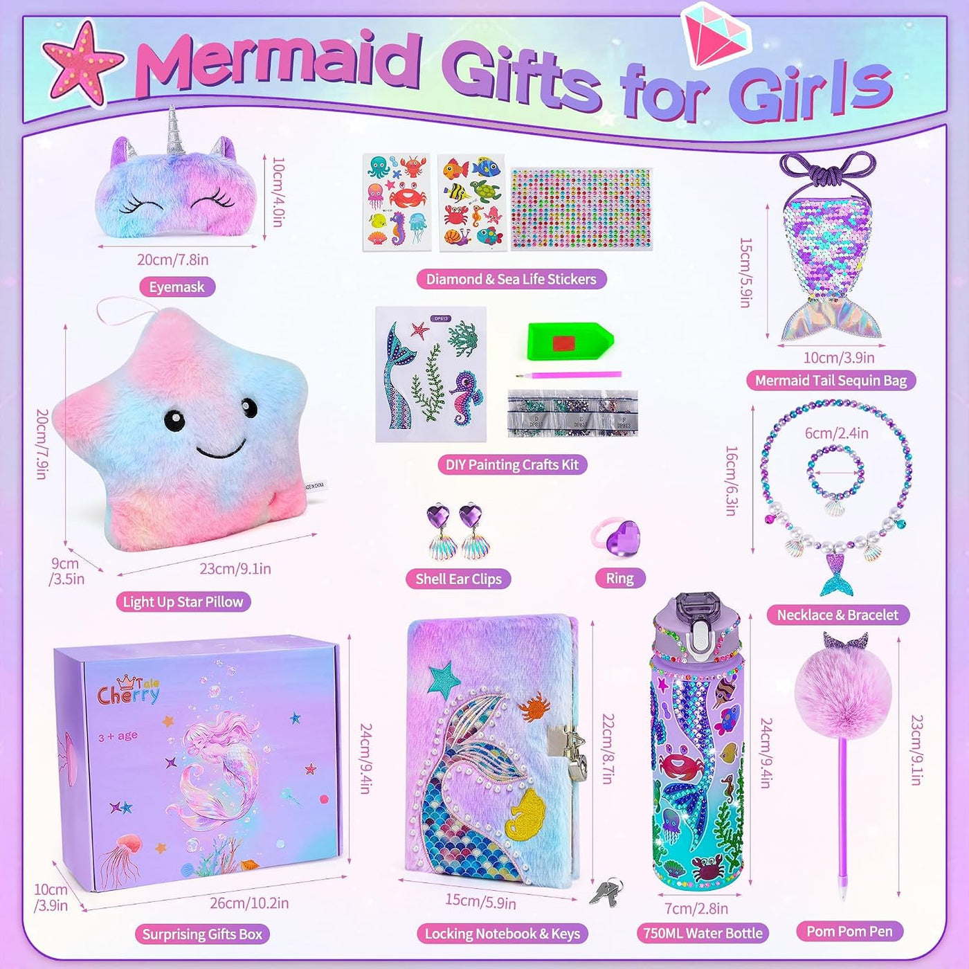 Cherry Tale Regalos de sirena para niñas de 4 a 6 años, juguetes de...