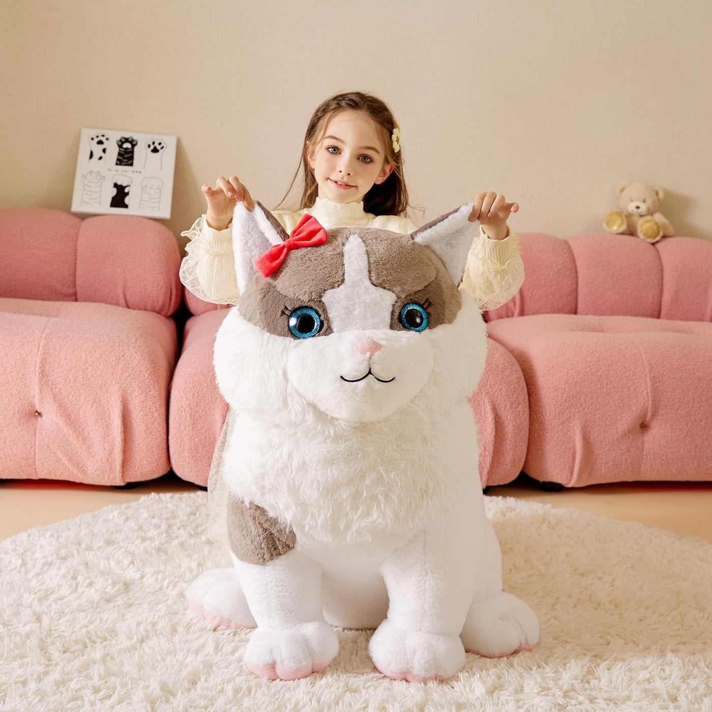 Tumyay Ragdoll gigante de peluche de gato suave, juguetes grandes J...