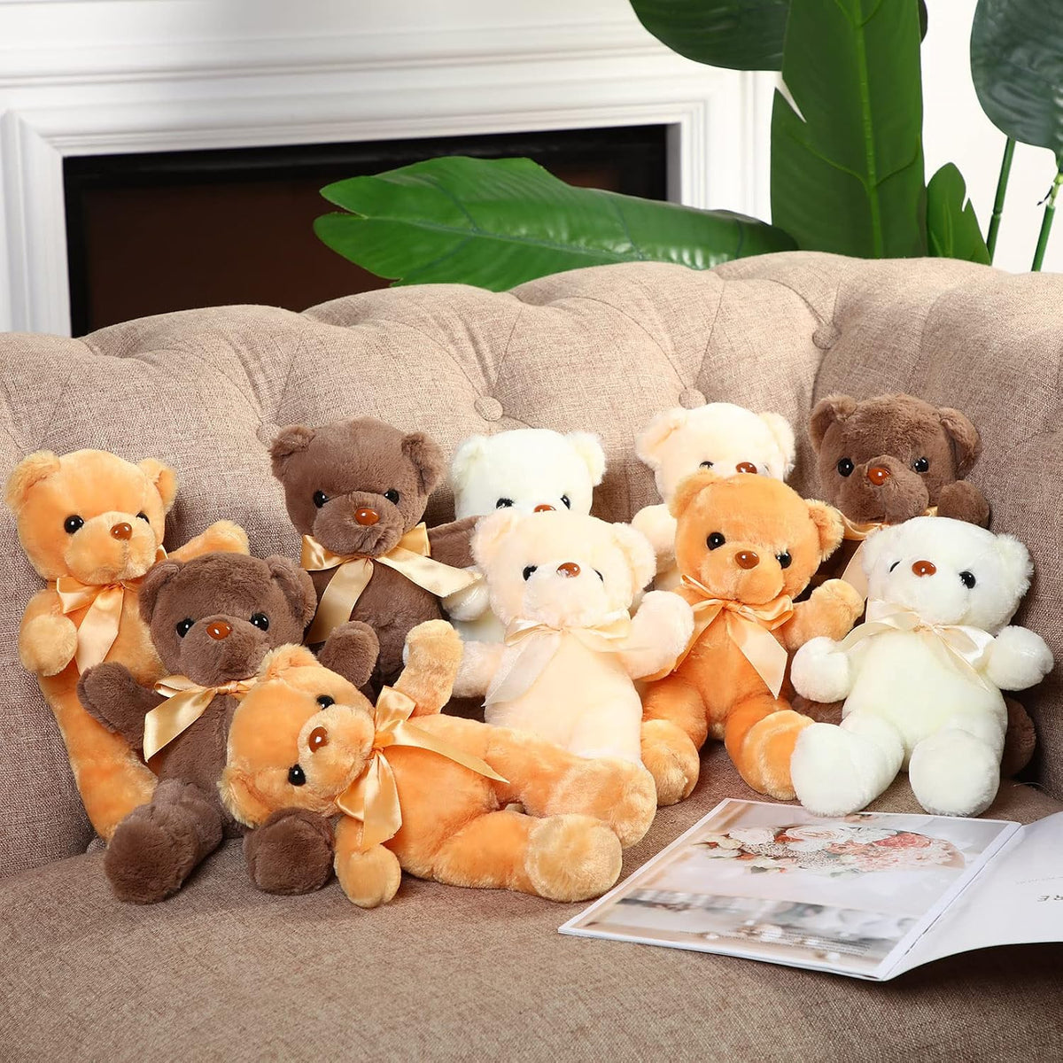 Paquete de 10 osos de peluche a granel, recuerdos de fiesta de osos...