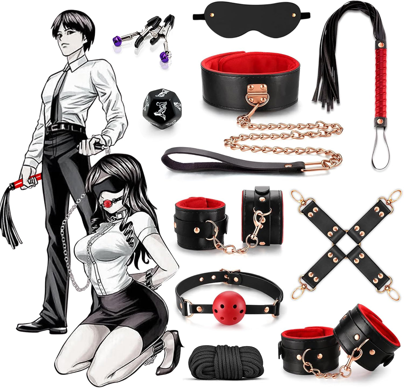 Juego de 32 piezas de restricciones sexuales BDSM, juguetes sexuale...