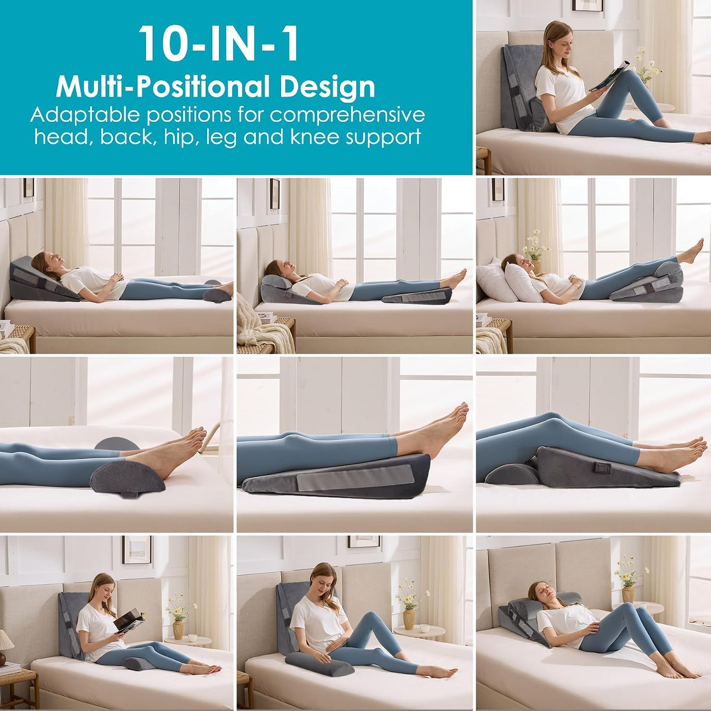 WGAKCED Juego de 3 almohadas en forma de cuña para después de la ci...