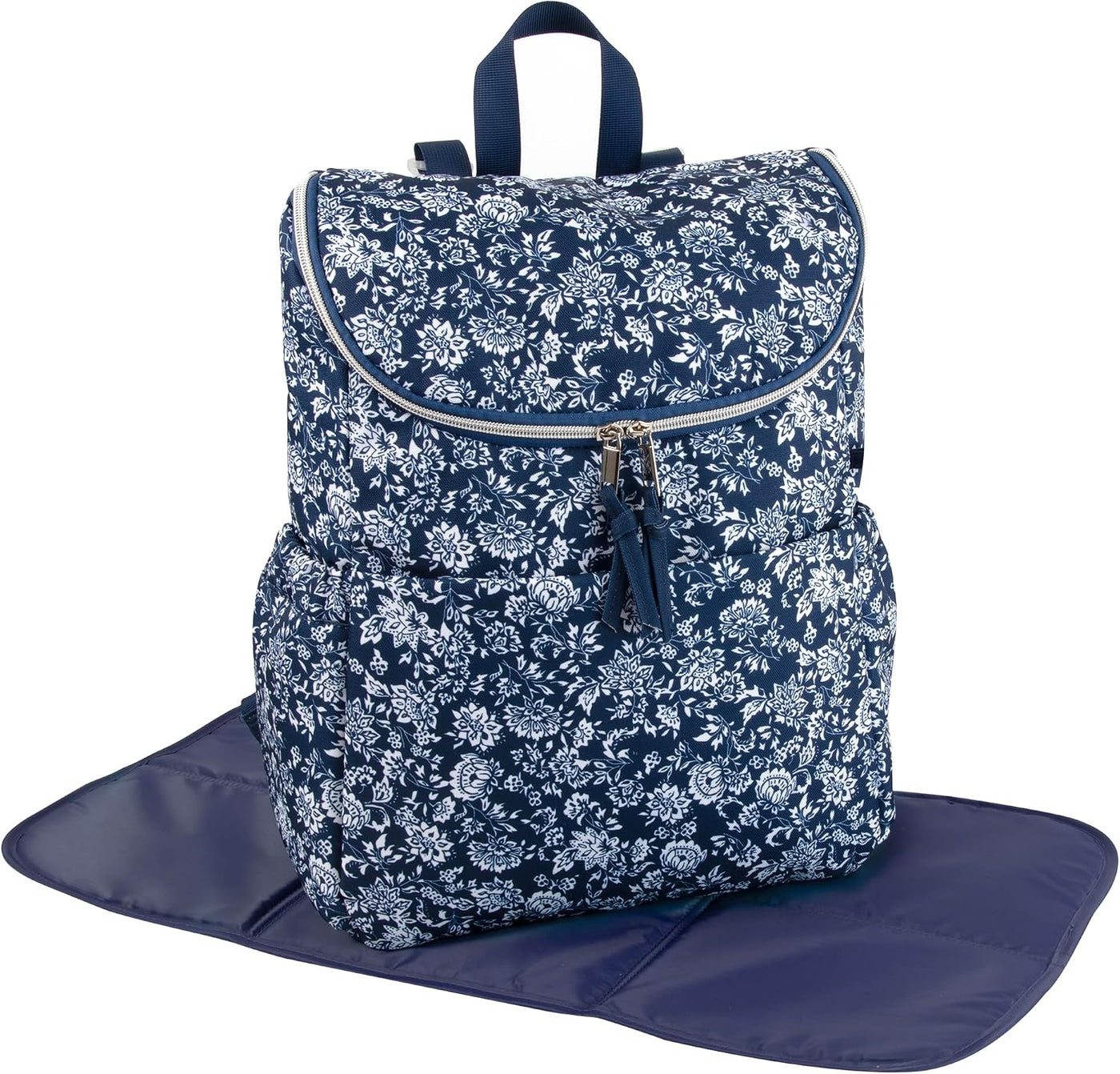 Mochila de pañales floral multifunción y bolsa de pañales de viaje...