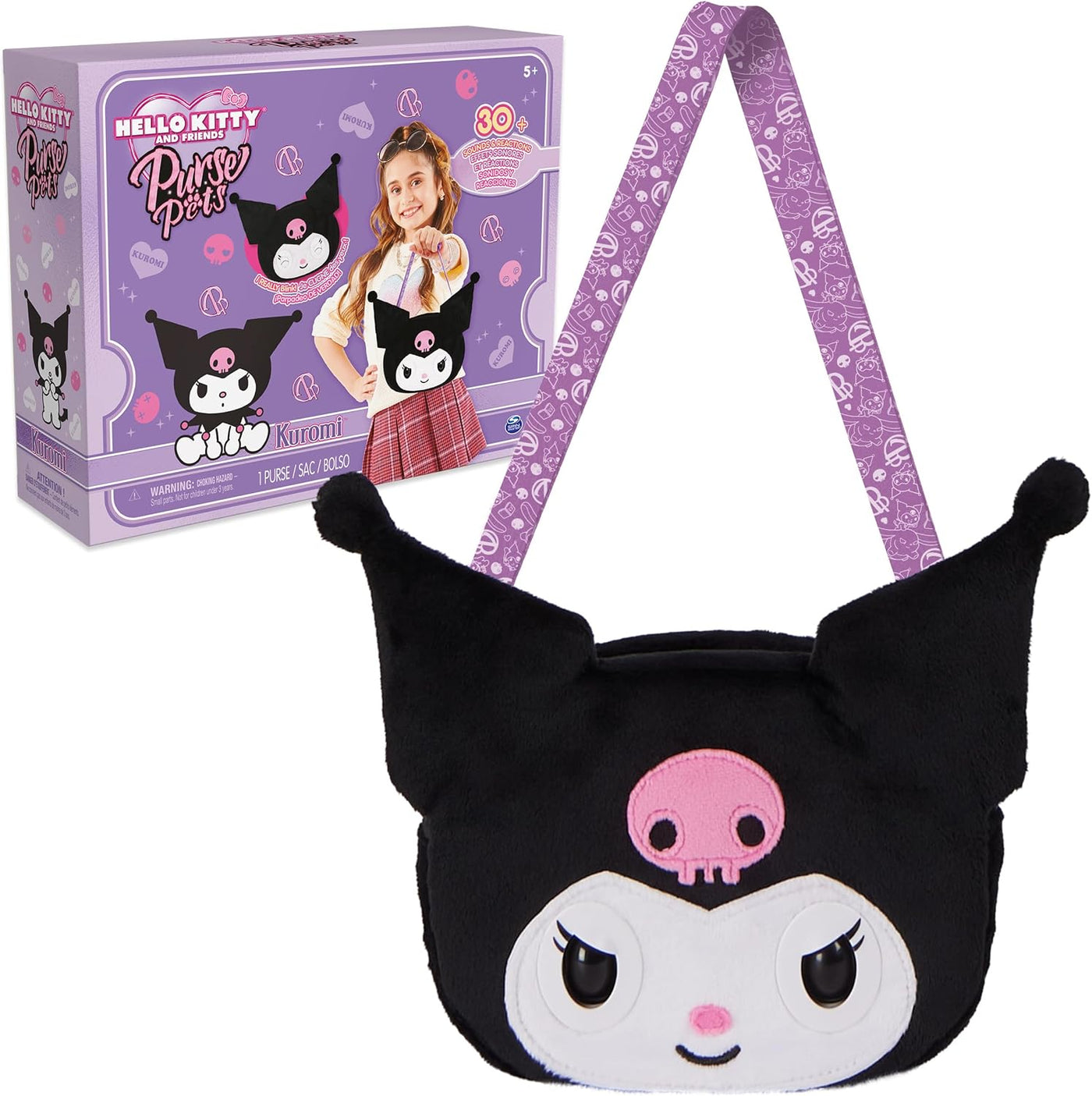 Purse Pets Sanrio Kuromi - Bolso cruzado interactivo para mascotas,...