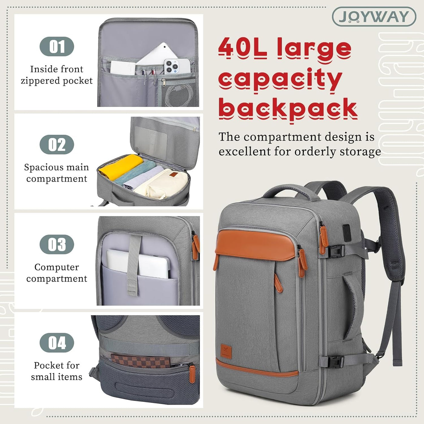 Joyway Juego de equipaje expandible de 5 piezas, maleta de viaje li...
