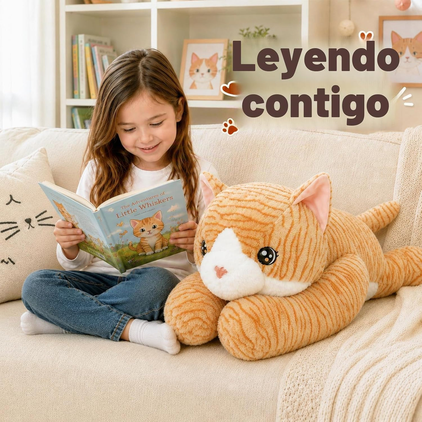 Peluche de gato gigante de 32 pulgadas, almohada grande de felpa de...