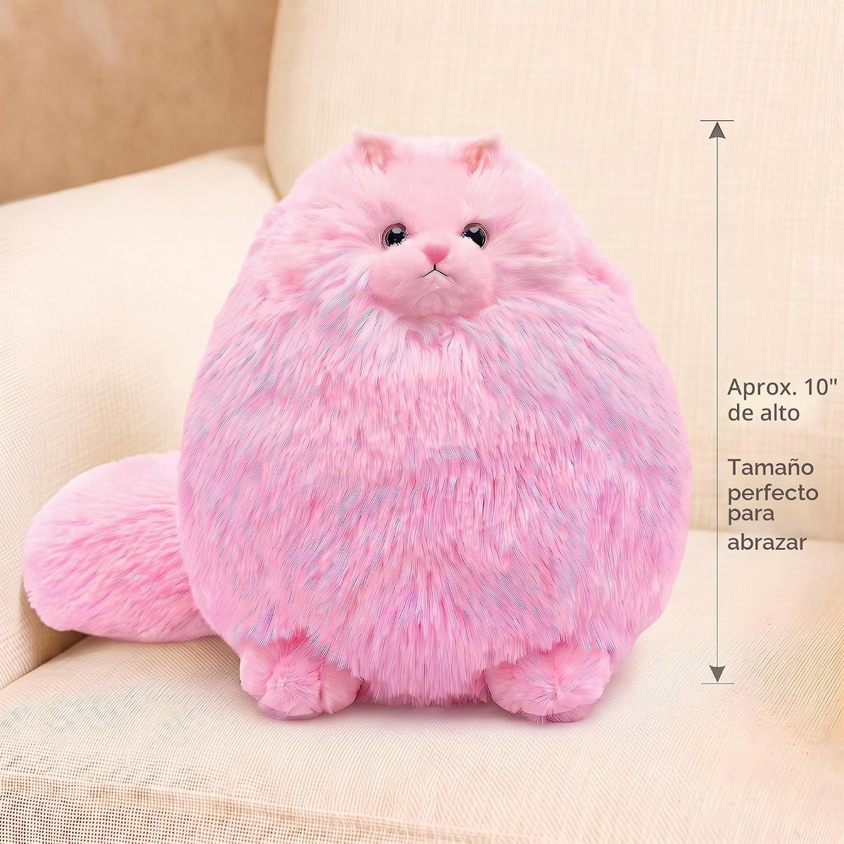Winsterch Juguete de peluche de gato, gato de peluche rosa de 10 pu...
