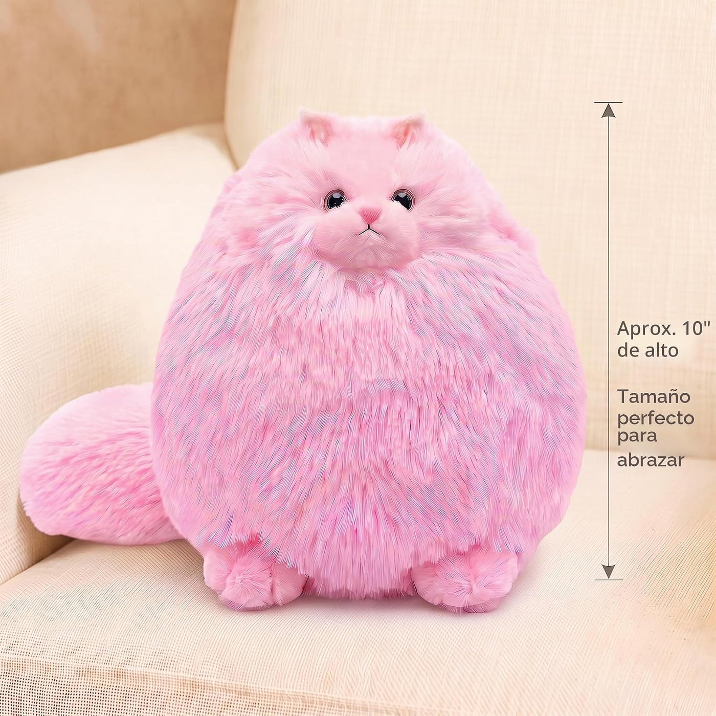 Winsterch Juguete de peluche de gato, gato de peluche rosa de 10 pu...