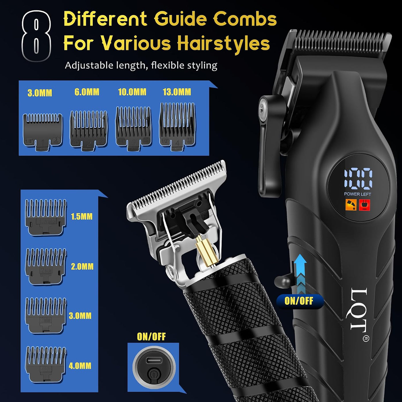 LQT Kit profesional de cortapelos y recortadora inalámbrica para ho...