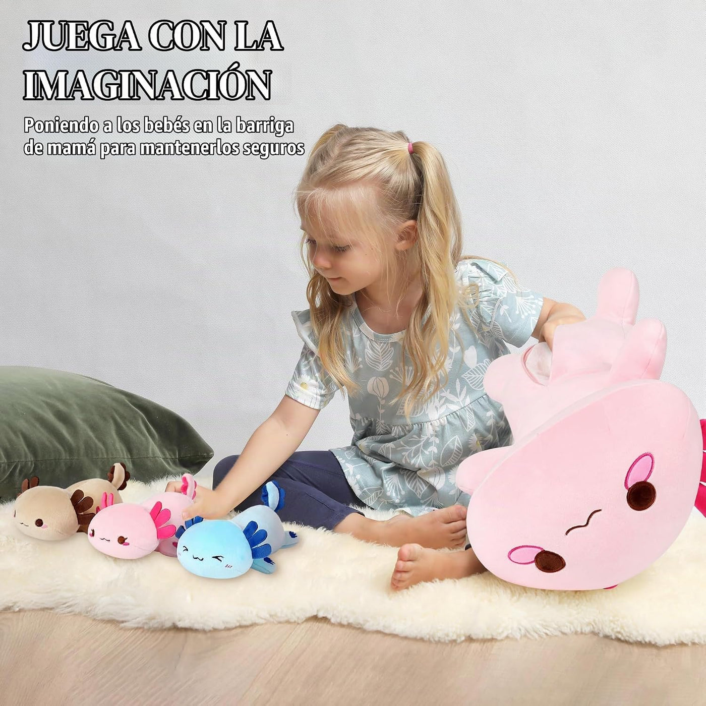 Onsoyours Animal de Peluche de Axolotl Mamá de 50 cm con 3 Peluches...