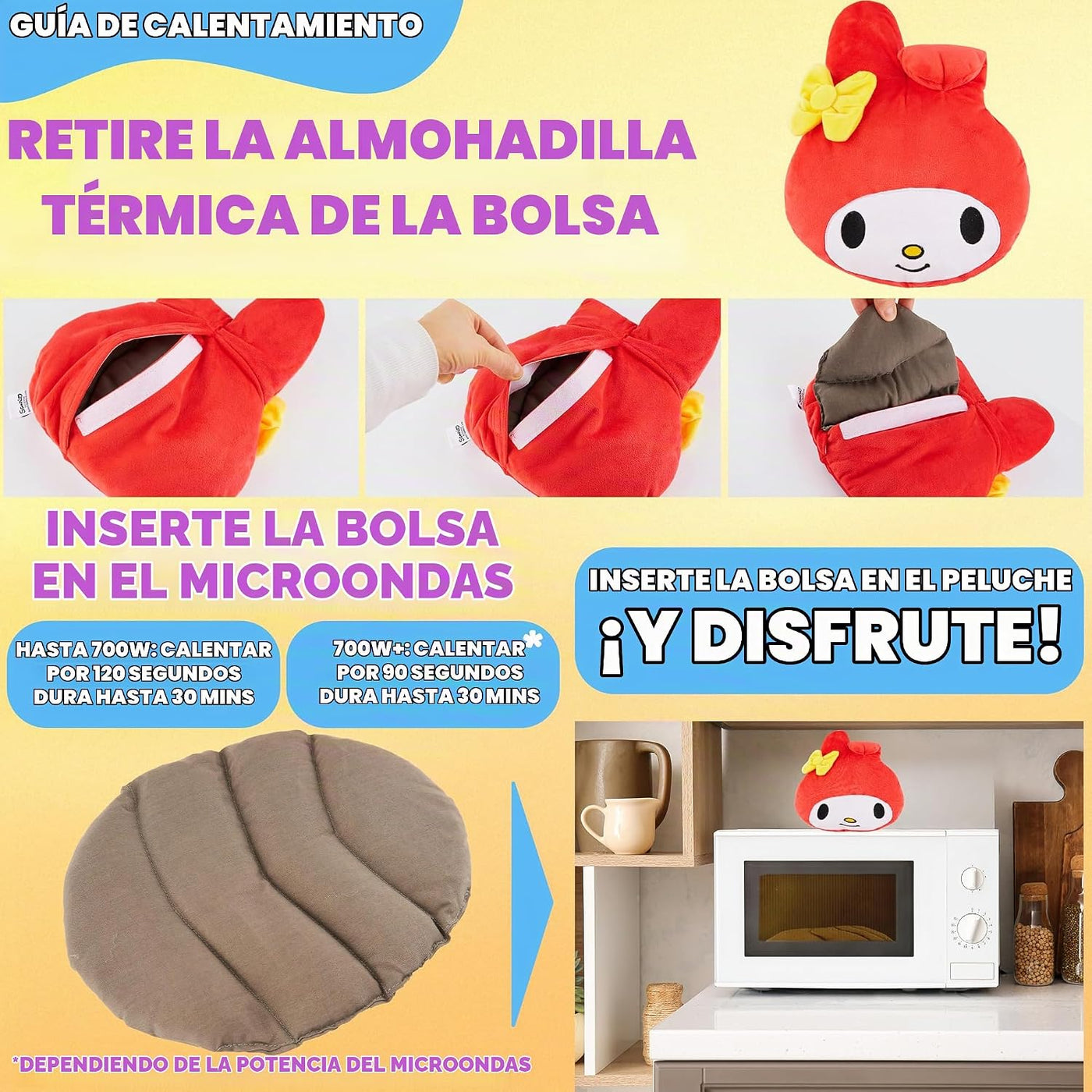Hello Kitty Sanrio - Almohadilla térmica para microondas para cuell...