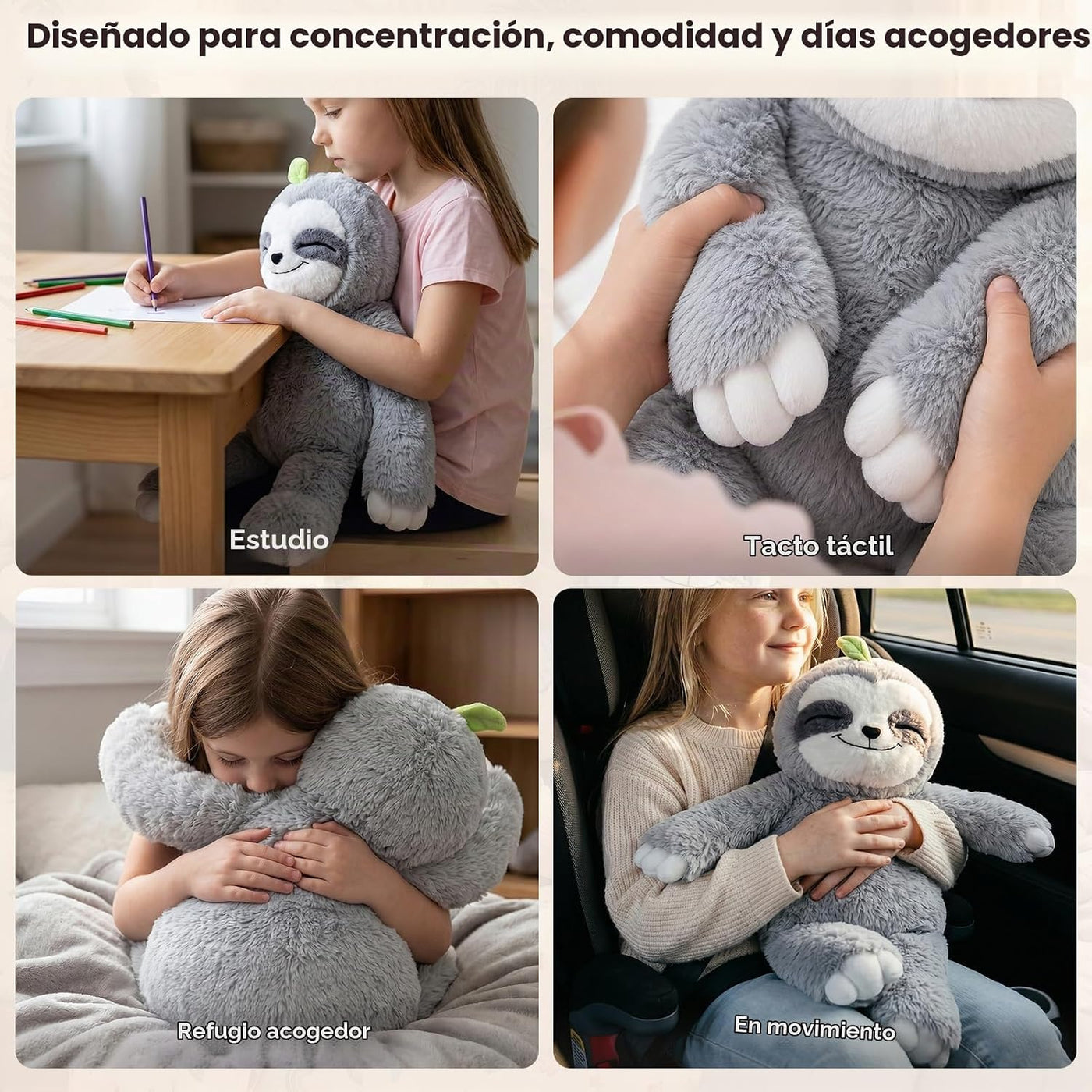 Mewaii Animales de peluche con peso, de felpa de perezoso, calentab...