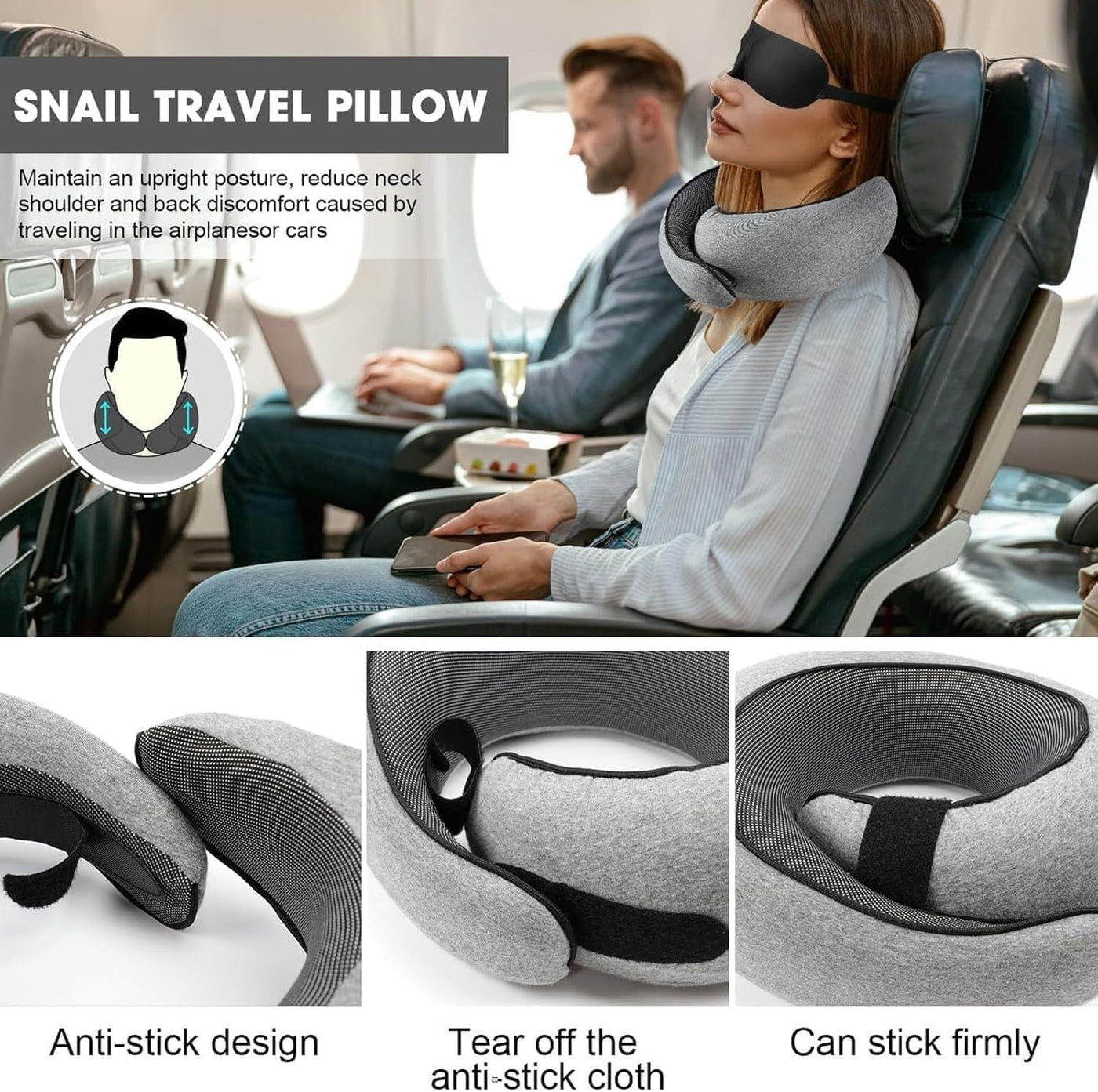 WEERSHUN Almohada de viaje para aviones, almohada de cuello de espu...