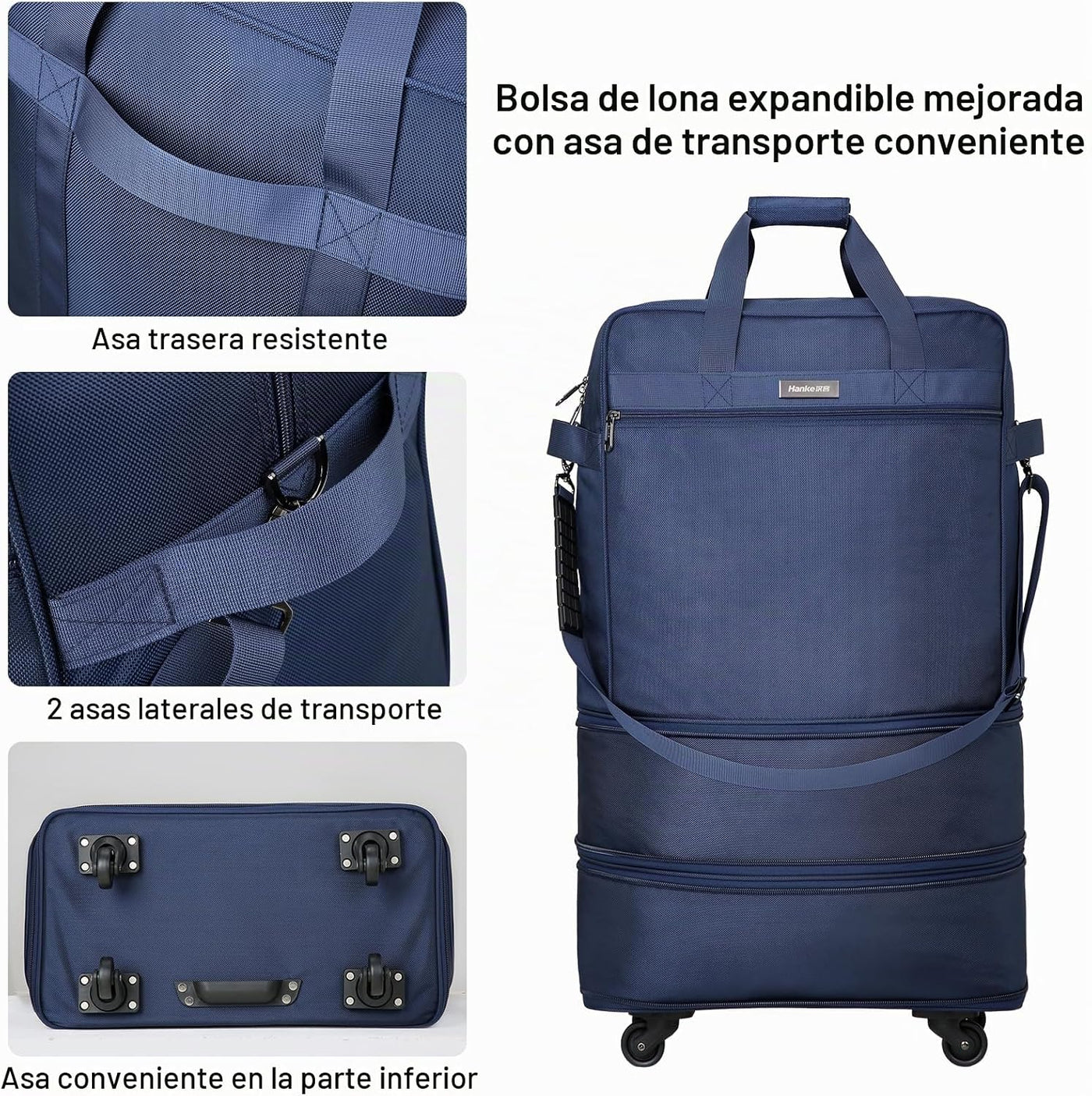 Maletas Hanke con ruedas, bolsa de equipaje plegable y expandible,...