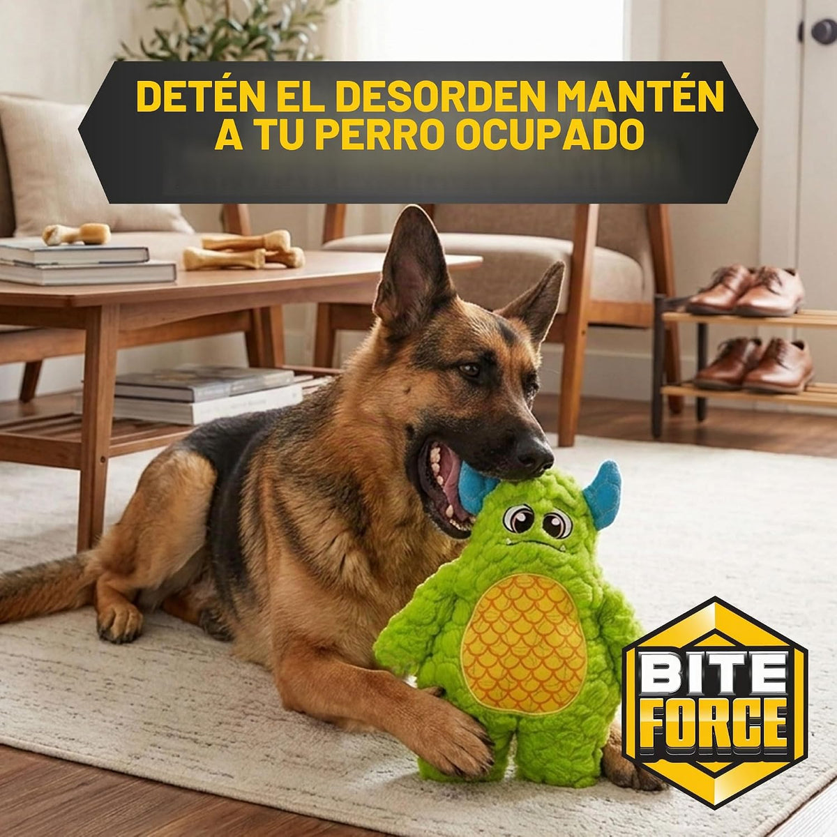 Juguete para perros Bite Force - Juguete de felpa grande, duradero...