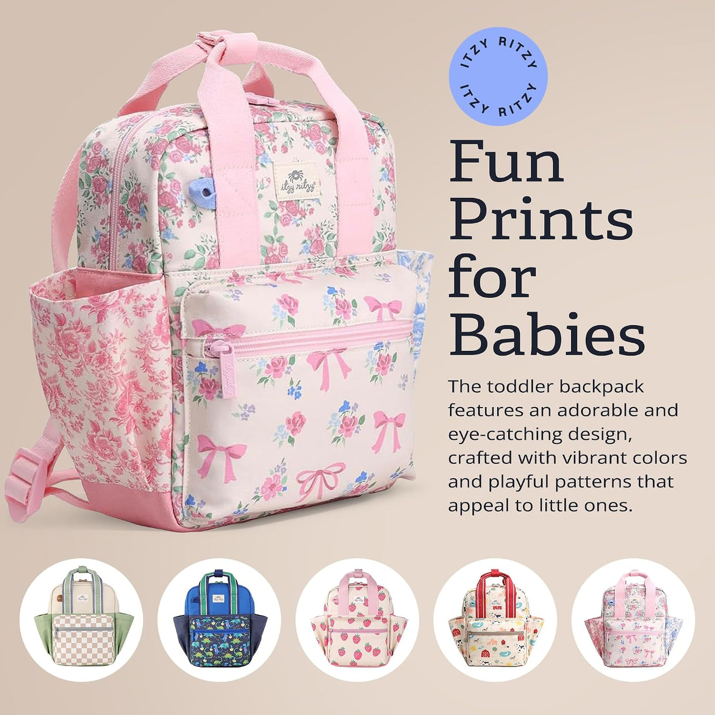 Itzy Ritzy - Mochila para niños - Bolso para guardería - Cuenta con...