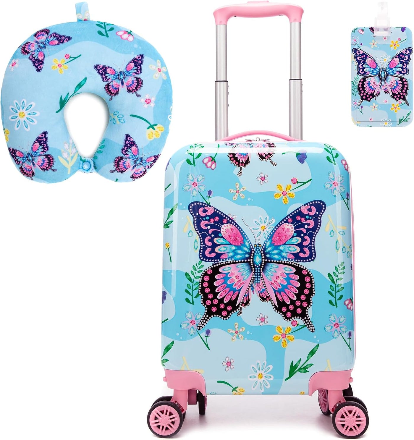 Esteemly Juego de maletas para niños de 2 piezas, equipaje rígido d...