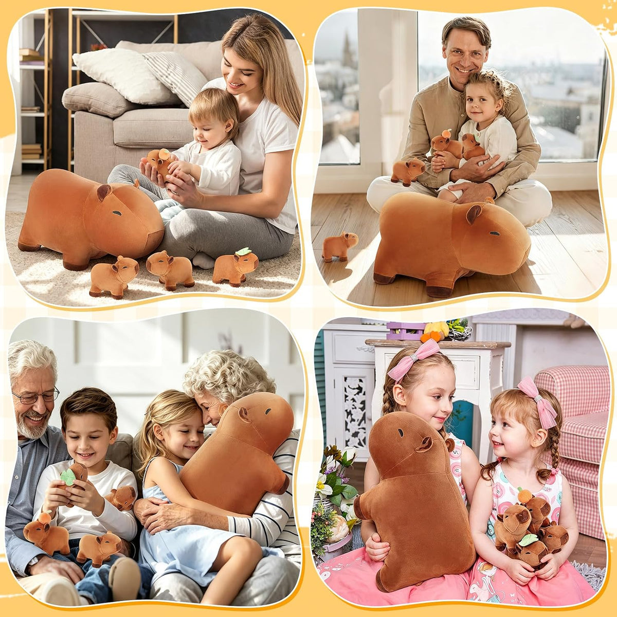Achwishap Juego familiar de 5 piezas de peluche Capybara con mamá y...