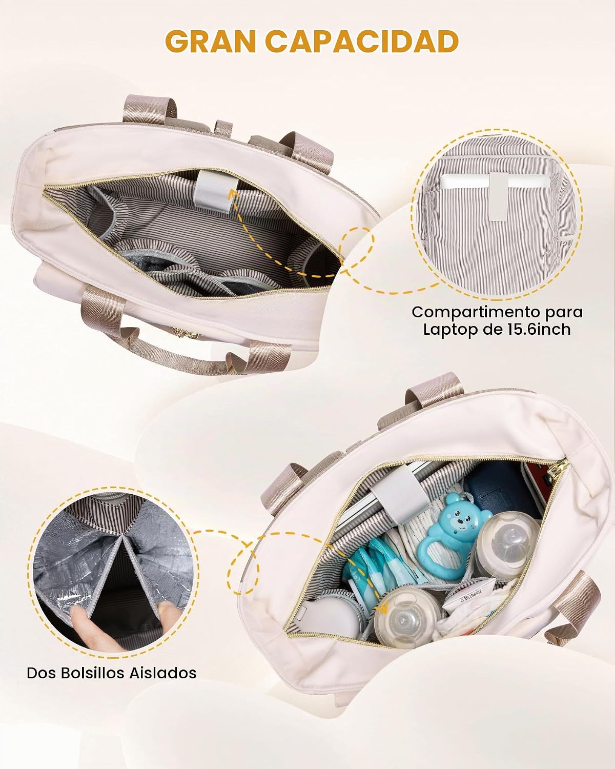 LOVEVOOK Mochila para Pañales, Bolsa de Pañales Tipo Tote con Bolsi...