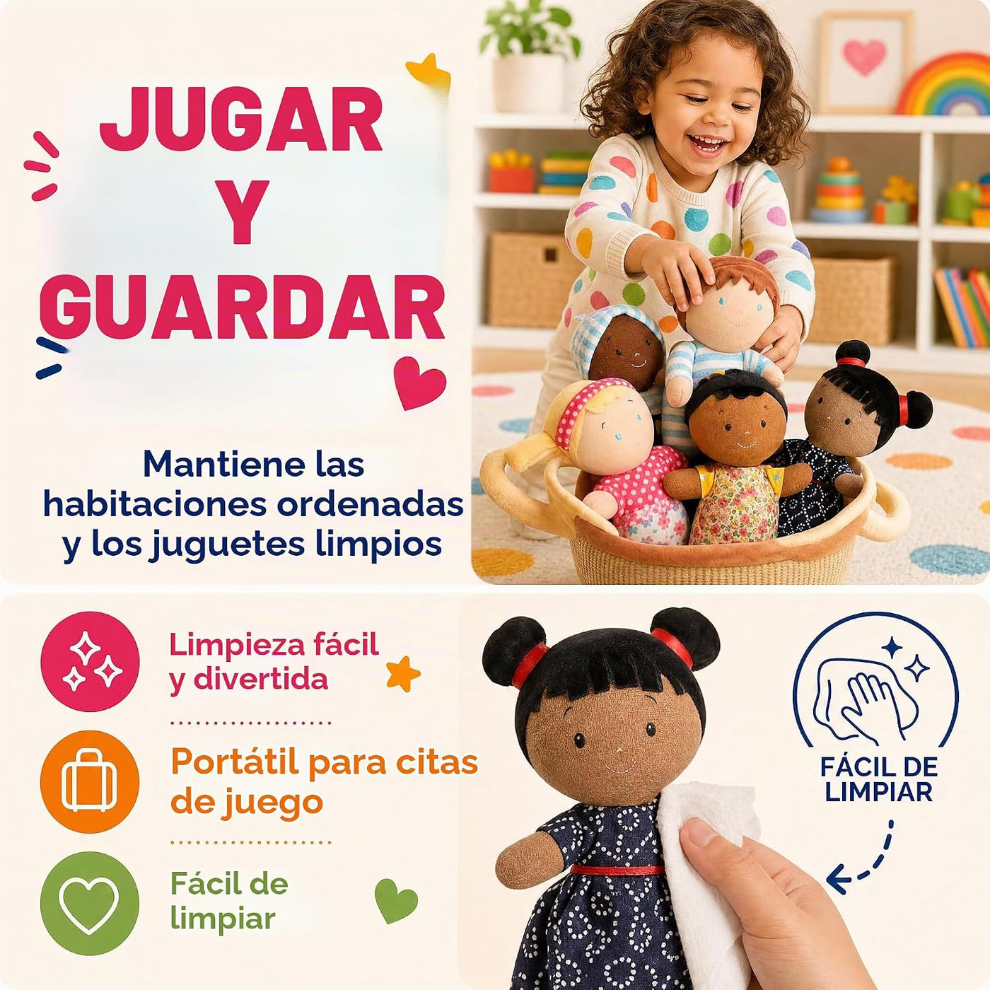 Snuggle Stuffs Canasta de Amigos de Peluche Diversidad Multicultura...