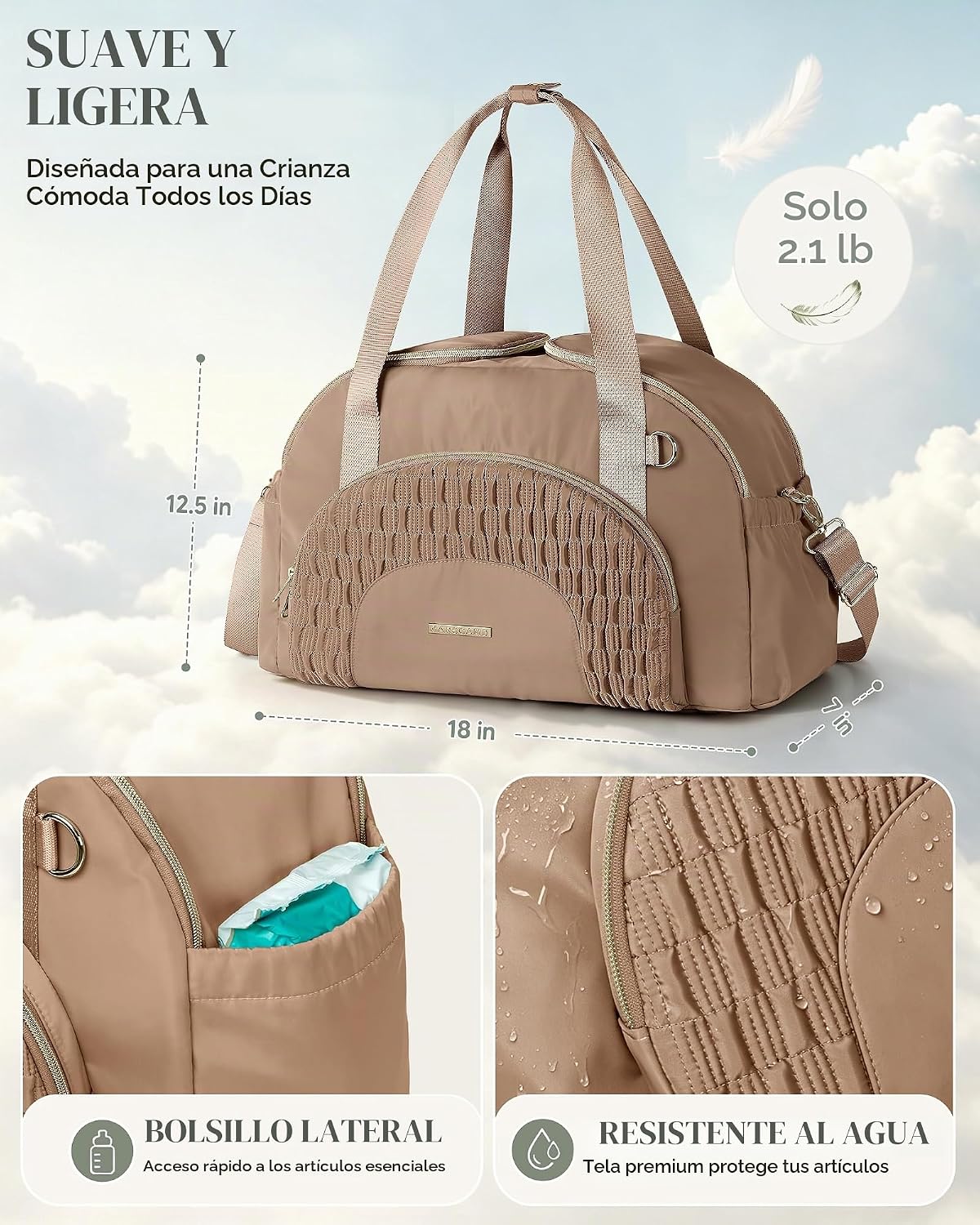 Marscamd Bolsa de pañales con cambiador, bolsas cruzadas grandes pa...