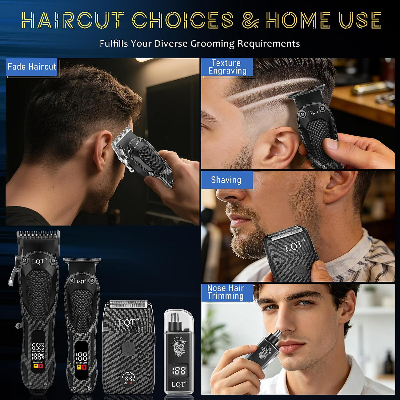 Cortadora de pelo profesional para hombres, recargable, inalámbrica...