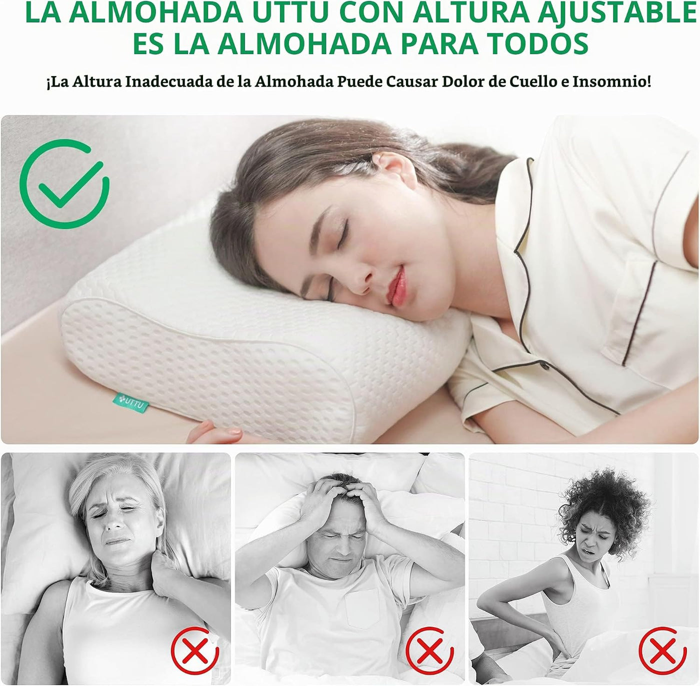 UTTU - Almohada cervical de espuma viscoelástica para aliviar la te...