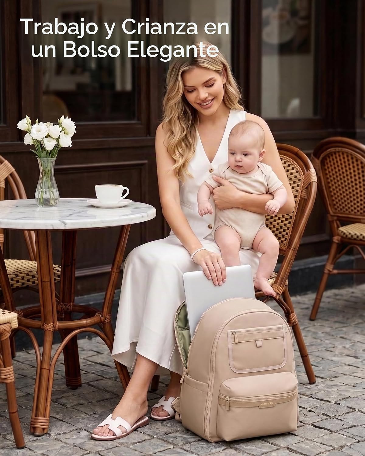Momcozy Mochila para pañales para viajes y trabajo, impermeable y c...