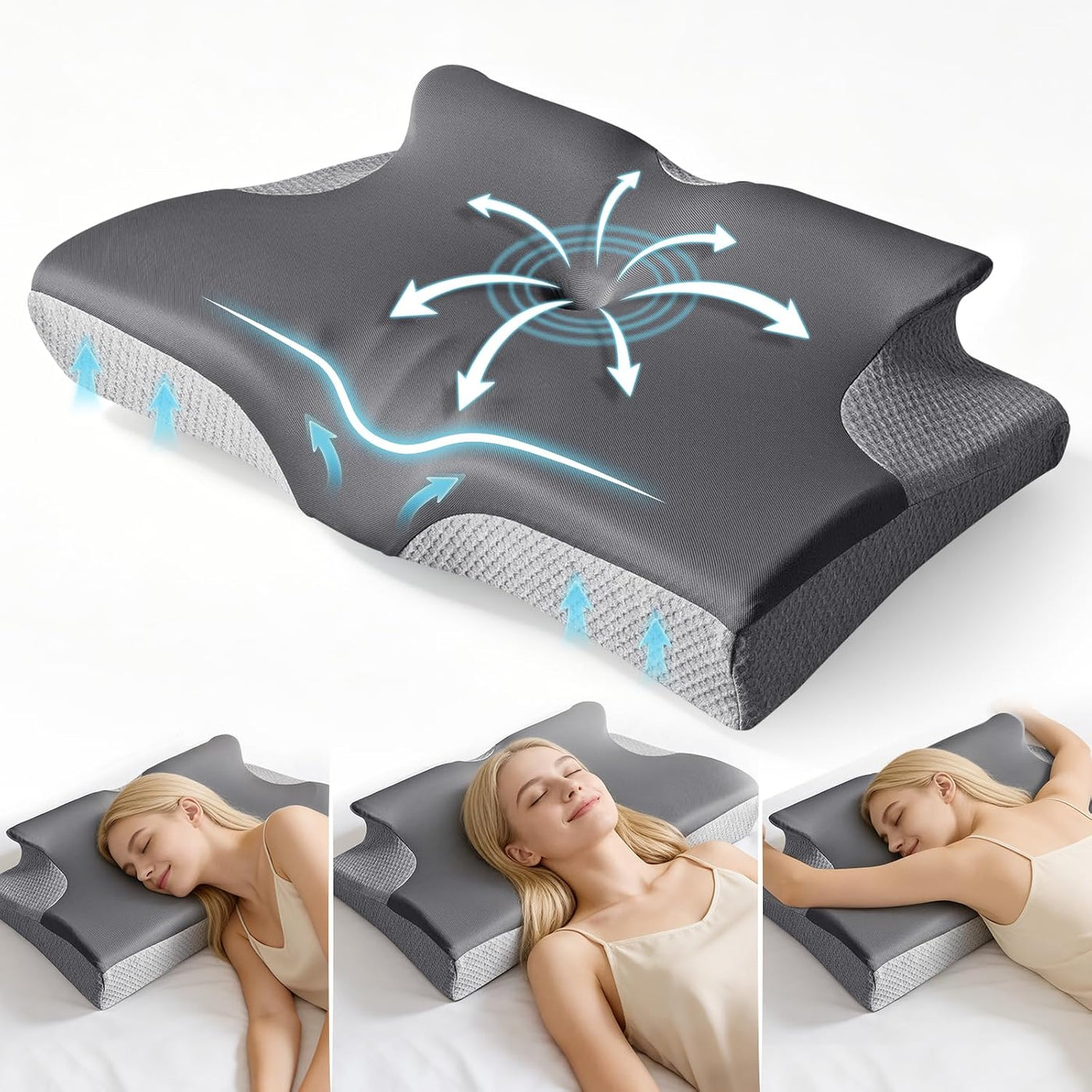 Rinkai-S Almohada cervical para el cuello para aliviar el dolor, al...