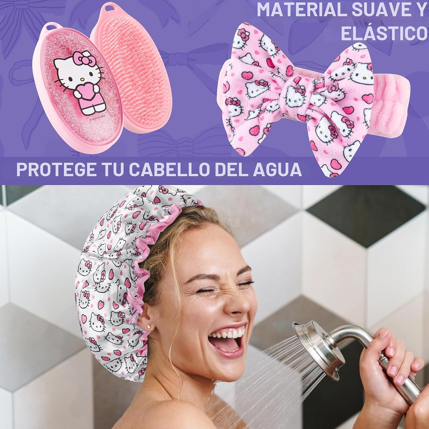 Get Trend Hello Kitty Sanrio - Juego de accesorios de ducha, necese...