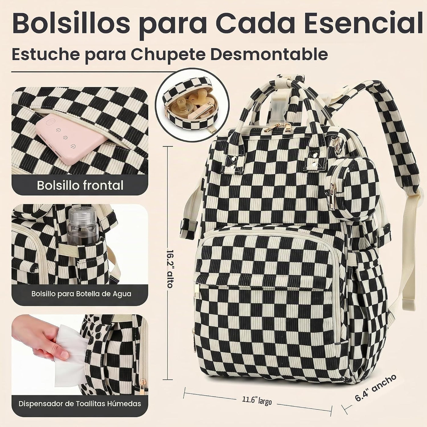 Lrenagao Mochila para pañales de bebé para mamá y papá, bolsa de pa...