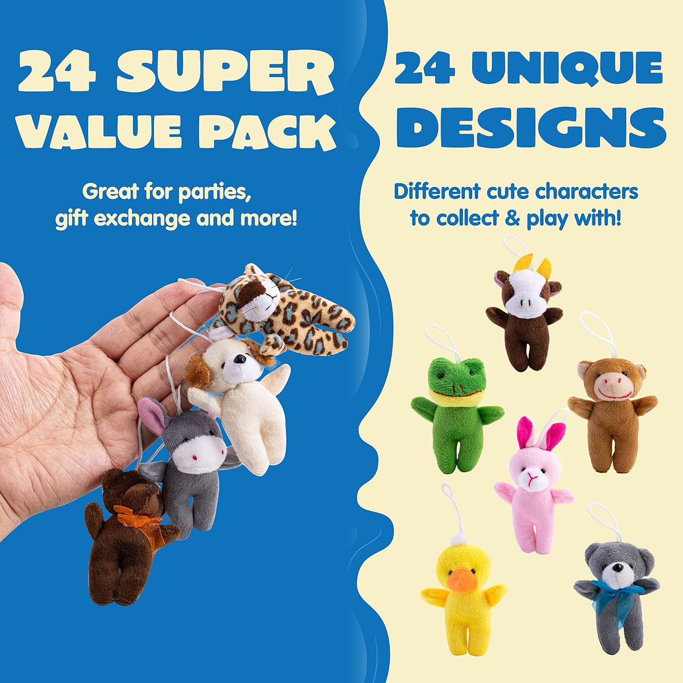 JOYIN 24 juguetes de peluche de animales pequeños (24 unidades de 3...