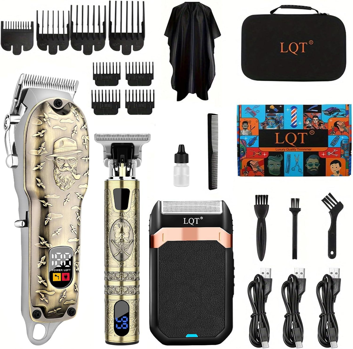 Juego de cortapelos para hombres, cortadora de pelo con pantalla LE...